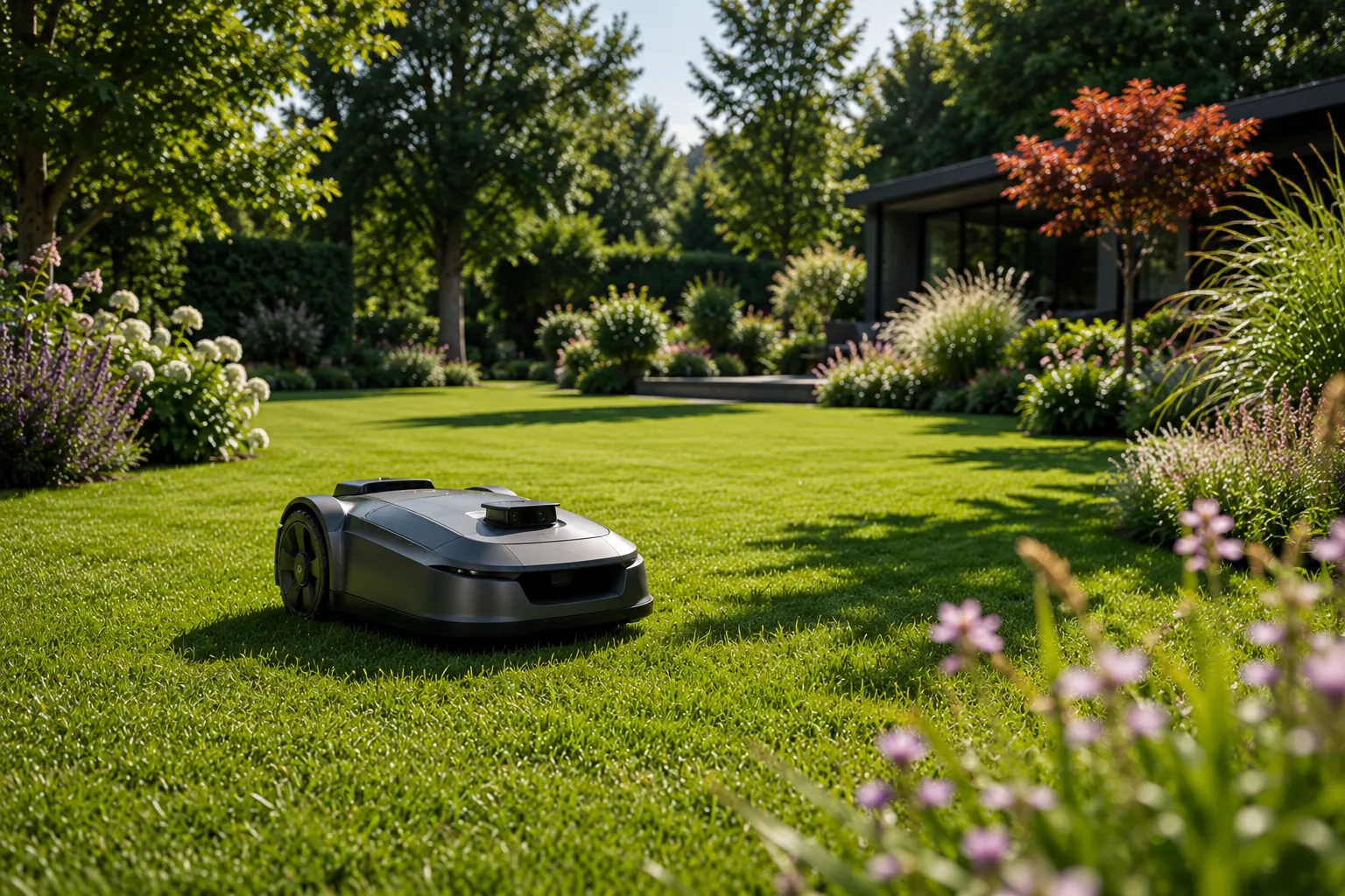 Mähroboter ohne Begrenzungskabel im Garten